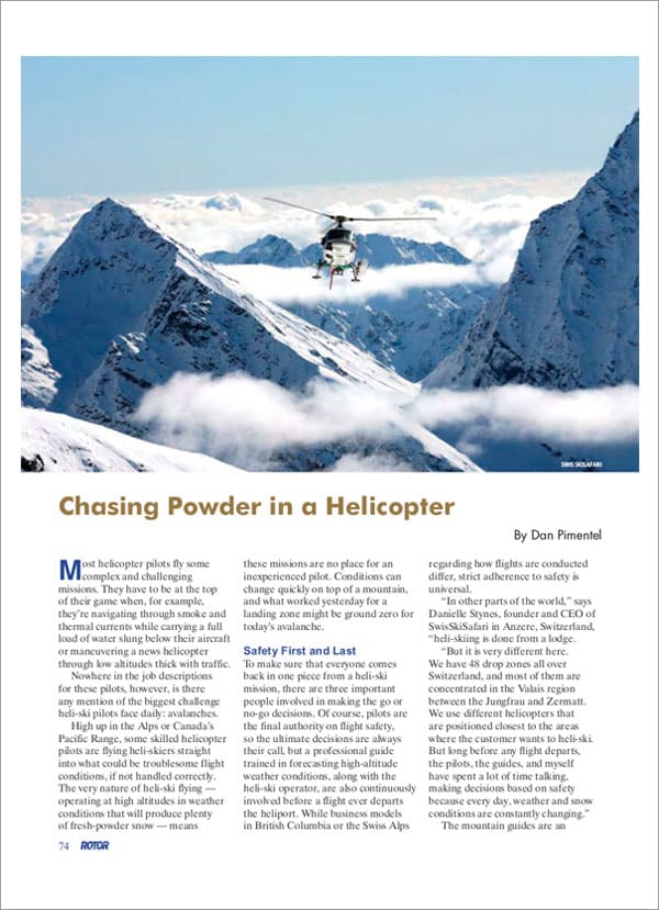 ROTOR MAGAZINE - Chansing Powder on a Helicopter