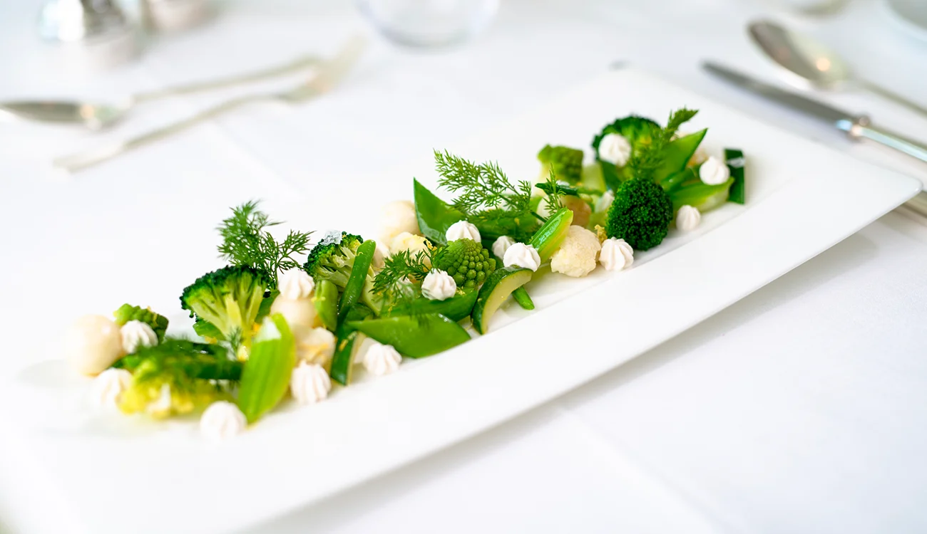 A luxury anti-inflammatory nutrition meal prepared as part of a bespoke wellness and hiking safari programme in the Swiss Alps