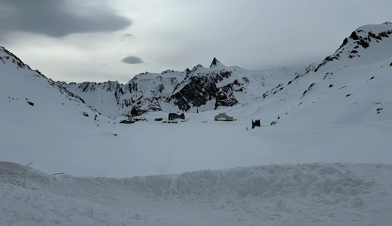 Ski-Touring-Safari-Gentle-Terrain-Alps Vast gentle snowy slope ideal for a first ski touring safari